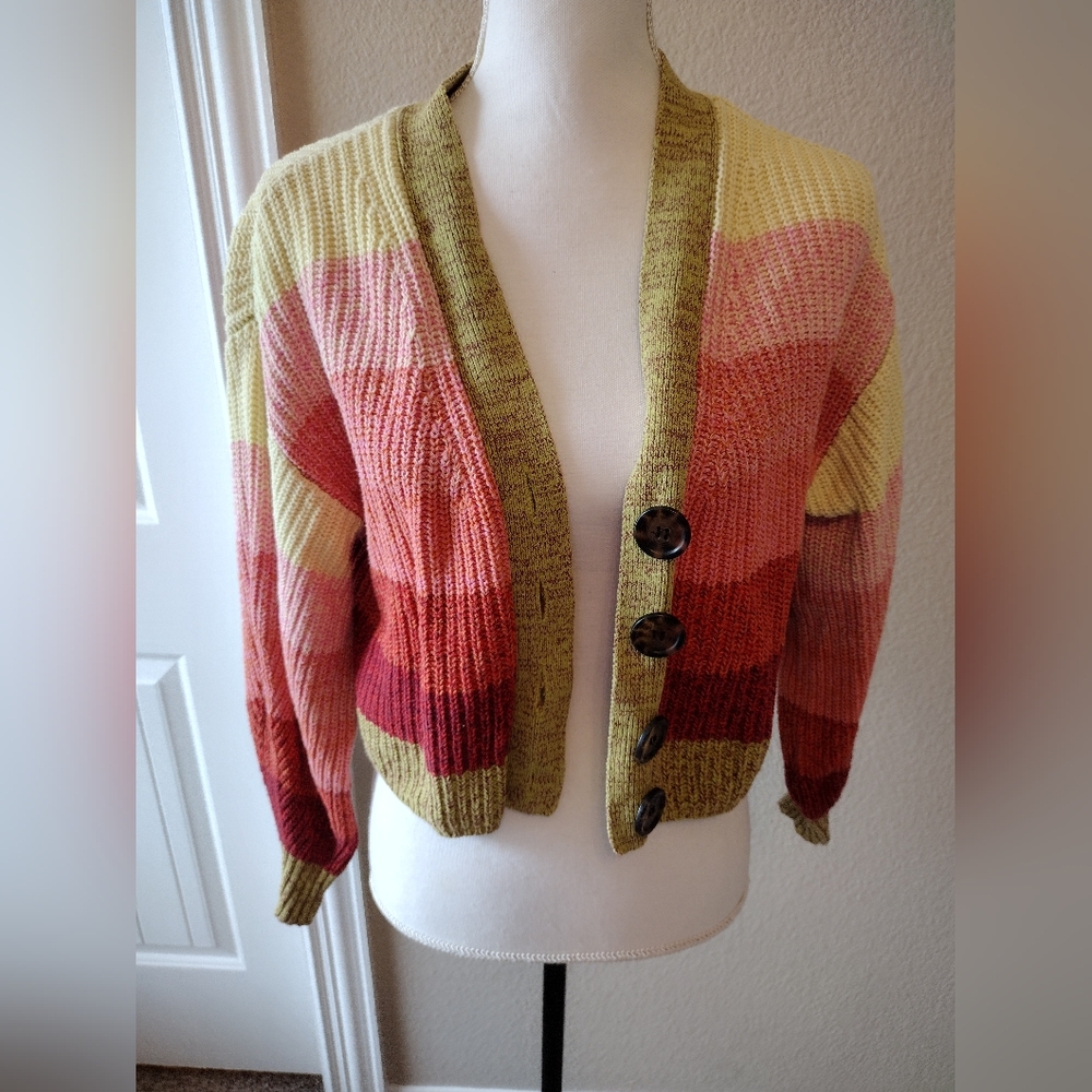 Urban Outfitters Colorful Button Up Cropped Style Cardigan Women's Size XS